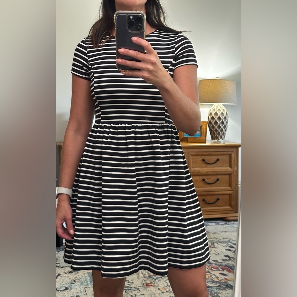 Peter Som Black and White Fit and Flare Midi Dress